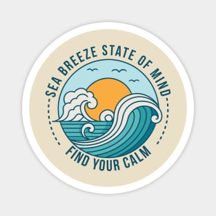 Sea breeze retro wave with calm sunrise scene Magnet